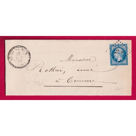 N°14 PC 2265 NEUVY SAUTOUR YONNE CAD TYPE 22 POUR TONNERRE INDICE 13 LETTRE COVER FRANCE