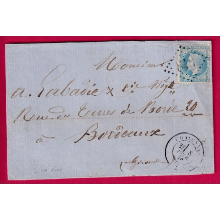 N°29 VARIETE A LA PIPE 1ER ETAT GC 843 CHALONNE MAINE ET LOIRE POUR BORDEAUX LETTRE COVER