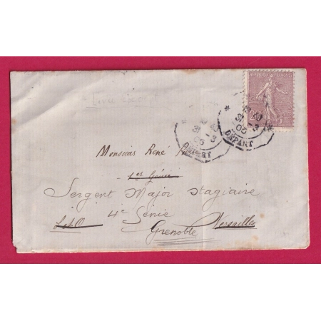 N°131 SEUL LEVEE EXCEPTIONNELLE PARIS DEPART 1905 VERSAILLES REEXP GRENOBLE ISERE LETTRE COVER FRANCE