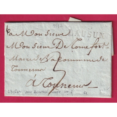 MARQUE 45 LAUSUN LAUZUN LOT ET GARONNE 1822 RARE NON SIGNALE PAR POTHION AVEC UN S POUR TONNEINS LETTRE COVER