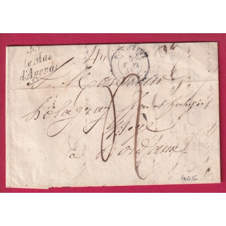 CURSIVE 45 LE MAS D'AGENAIS LOT ET GARONNE T15 TONNEINS POUR BORDEAUX IND 16 LETTRE FRANCE