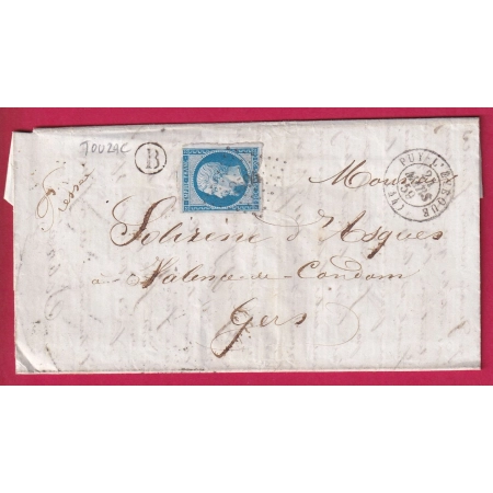 N°14 PC 2594 PUY L'EVEQUE LOT BOITE RURALE B JOUZAC LETTRE FRANCE