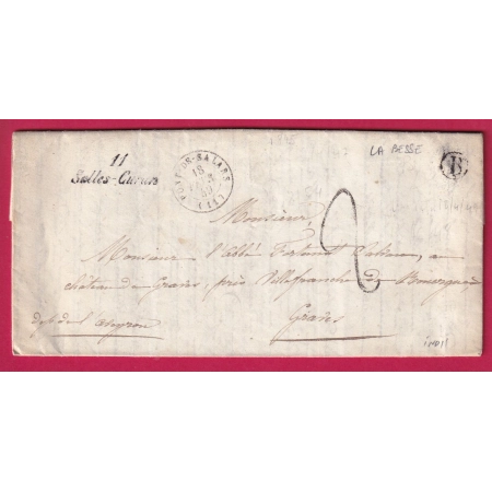 CURSIVE 11 SALLES CURAN AVEYRON T15 PONT DE SALARS BOITE RURALE B LA BESSE POUR GRAVES LETTRE COVER