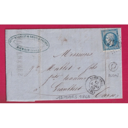 N°22 GC 3433 SOMMIERES GARD BOITE RURALE Q AUBAIS POUR GRAULHET TARN LETTRE COVER