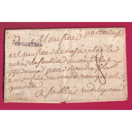 MARQUE DE CASTRES TARN 1762 LENAIN N°3 POUR SOUILLAC LOT LETTRE COVER