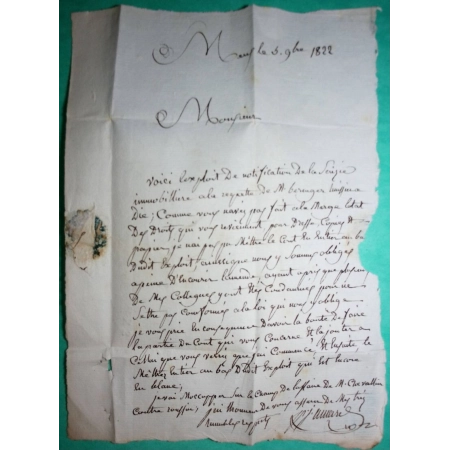 MARQUE 37 MENS ISERE POUR GRENOBLE 21x9 1822 LETTRE COVER FRANCE