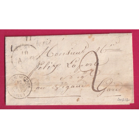 CURSIVE 11 LA CAVALERIE AVEYRON POUR LE VIGAN GARD 1847 INDICE 12 LETTRE COVER