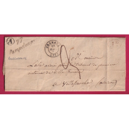 CURSIVE 77 PAMPELONNE TARN BOITE RURALE A BOURGNOUNAC POUR VILLEFRANCHE AVEYRON LETTRE COVER