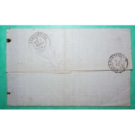 N°60B TYPE II GC 2730 ORANGE VAUCLUSE POUR CARPENTRAS VAUCLUSE 1874 LETTRE COVER FRANCE