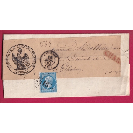 N°22 GC 1415 ESPALION AVEYRON LETTRE CHARGE LOCALE POUR ESPALION 1864 LETTRE COVER