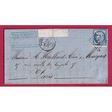 N°60 GC 4062 VABRE TARN CAD TYPE 16 TEXTE DE FERRIERE POUR PARIS LETTRE COVER