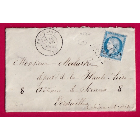 N°60 GC 4577 RETOURNAC HAUTE LOIRE INDICE 14 POUR VERSAILLES LETTRE COVER