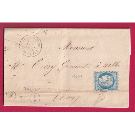N°60 GC 2401 MONESTIES S CEROU TARN BOITE RURALE SUPPLEMENTAIRE B2 TREVIEN POUR ALBI LETTRE COVER