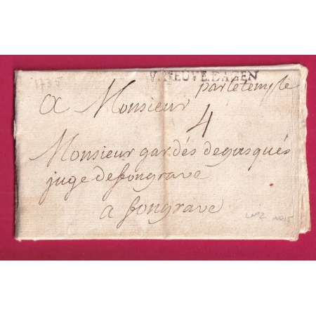 MARQUE VILLENEUVE D'AGEN LOT ET GARONNE 1735 LENAIN N°2 INDICE 15 POUR FONGRAVE LETTRE COVER FRANCE
