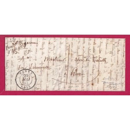 CURSIVE 45 TOURNON D'AGENAIS LOT ET GARONNE CAD TYPE 15 PENNE TAXE LOCALE 1 LETTRE FRANCE