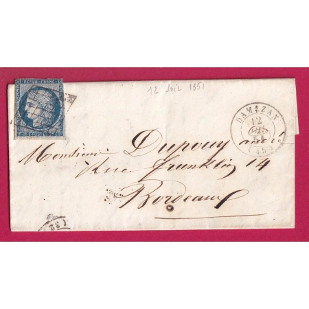 N°4 GRILLE DAMAZAN LOT ET GARONNE POUR BORDEAUX LETTRE COVER