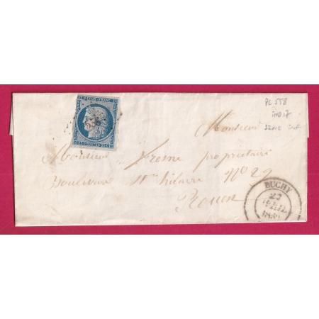 N°4 PC 558 BUCHY SEINE INFERIEURE CAD TYPE 14 INDICE 17 POUR ROUEN LETTRE COVER