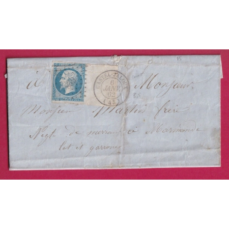 N°14 GRAND BORD DE FEUILLE PC 628 CASTELJALOUX LOT ET GARONNE POUR MARMANDE LETTRE COVER