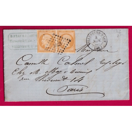N°13 PAIRE PC 3623 VILLENEUVE SUR LOT POUR PARIS LETTRE COVER
