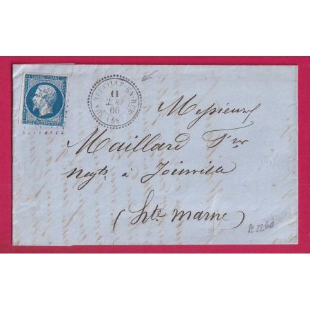 N°14 PC 2260 LA NEUVILLE EN REZ OISE CAD TYPE 22 POUR JOINVILLE HAUTE MARNE LETTRE COVER