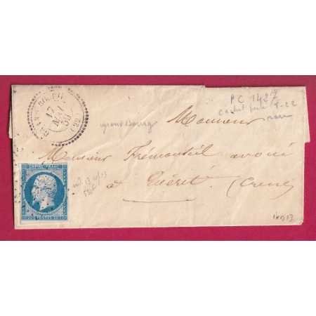 N°14 PC 1427 GRAND BOURG CREUSE CAD TYPE 22 POUR GUERET INDICE 13 LETTRE