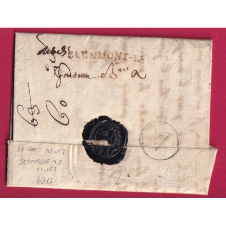 MARQUE CLERMONT PUY DE DOME UTILISE EN DEBOURSE LENAIN N°14 INDICE 18 DEPART AVIGNON VAUCLUSE POUR PARIS COVER 1789
