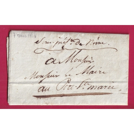FRANCHISE MANUSCRIT LE SOUS PREFET DE NERAC LOT ET GARONNE POUR PORT STE MARIE 1814 LETTRE COVER