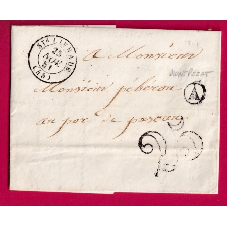CAD TYPE 15 STE LIVRADE LOT ET GARONNE BOITE RURALE A MONTPEZAT 1851 LETTRE COVER
