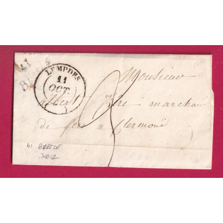 CURSIVE 41 BRESLE HAUTE LOIRE CAD TYPE 14 LEMPDES POUR CLERMONT INDICE 12 LETTRE COVER