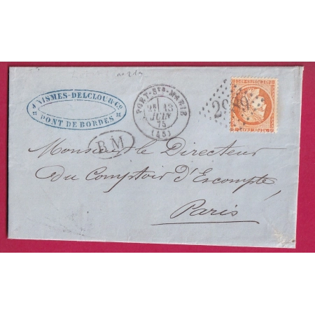 N°38 GC 2989 PORT STE MARIE LOT ET GARONNE BM DE PONT DE BORDES POUR PARIS POSTES RESTANTE LETTRE COVER