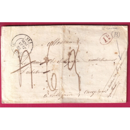 CAD TYPE 14 TREIGNAC CORREZE TAXE MODIFIEE 3 FOIS  BOITE RURALE B LE LONZAC BELLEGARDE CREUSE LETTRE COVER