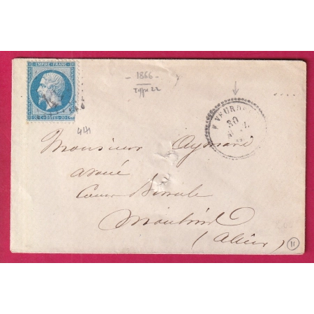 N°22 GC 4171 LE VEURDRE ALLIER CAD TYPE 22 POUR MOULINS LETTRE COVER