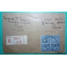 N°205 SEMEUSE LIGNEE 1F BLOC DE 4 RECOMMANDE PARIS POUR PARIS LETTRE COVER FRANCE