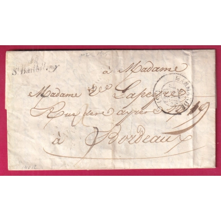 CURSIVE 45 ST BARTHELEMY LOT ET GARONNE 1845 T12 MARMANDE POUR BORDEAUX INDICE 12 LETTRE COVER