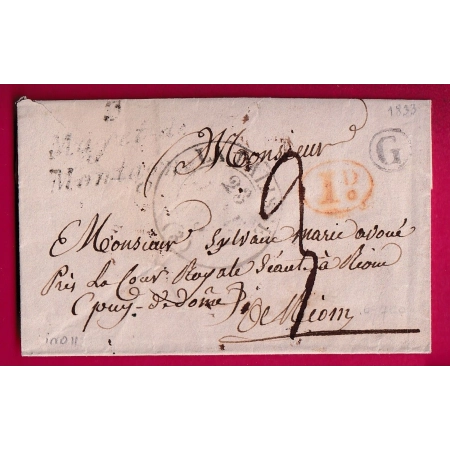 CURSIVE 3 MAYET DE MONTAGNE ALLIER BOITE RURALE G + DECIME RURAL POUR RIOM PUY DE DOME  LETTRE COVER FRANCE