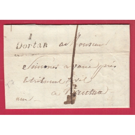 CURSIVE 1 DORTAN AIN TAXE LOCALE 1 POUR NANTUA 1833 LETTRE COVER