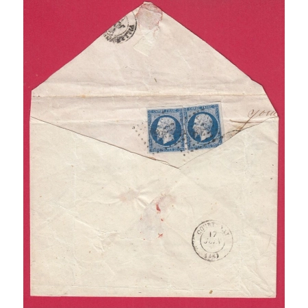 LETTRE REUTILISEE N°14 X2 PC RENNES ILLE ET VILAINE + N° 14 VILLENEUVE SUR YONNE PC 3624 COURTENAY LOIRET LETTRE COVER