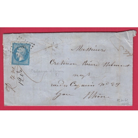 N°22 PC DU GC 1206 CRAPONNE SUR ARZON HAUTE LOIRE POUR LYON RHONE INDICE 14 LETTRE COVER