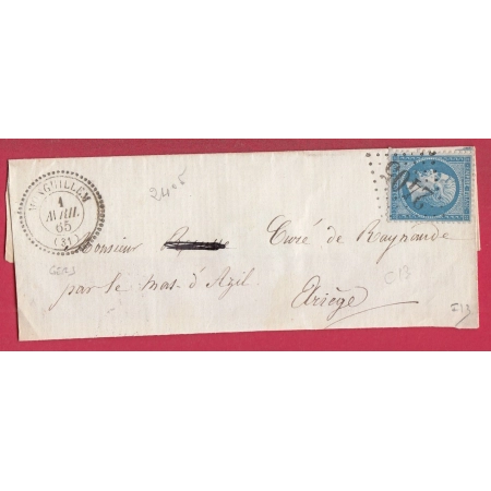 N°22 GC 2405 MONGUILLEM GERS CAD TYPE 22 INDICE 13 POUR LE MAS D'AZIL ARIEGE LETTRE COVER