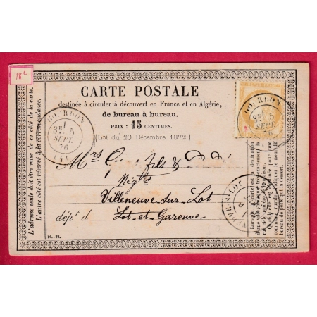N°55 CAD TYPE 17 GOURDON LOT POUR VILLENEUVE SUR LOT CARTE PRECURSEUR LETTRE COVER