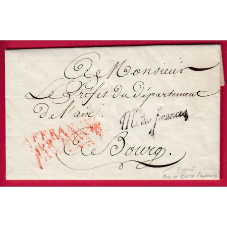 FRANCHISE MINISTRE DES FINANCES SIGNE DU DUC DE GAETE LE MINISTRE PARIS 1813 POUR BOURG EN BRESSE AIN LETTRE COVER