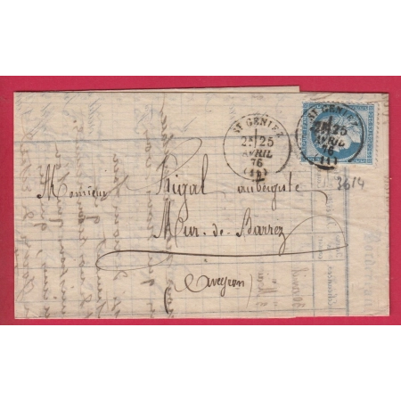 N°60 CAD TYPE 16 ST GENIEZ AVEYRON POUR MUR DE BARREZ LETTRE COVER