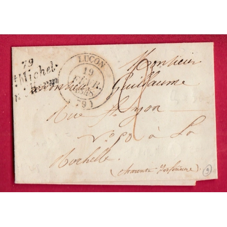 CURSIVE 79 ST MICHEL EN L'HERM CAD TYPE 14 1848 POUR LA ROCHELLE LETTRE COVER FRANCE