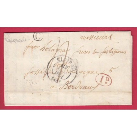 CAD TYPE 13 CLAIRAC LOT ET GARONNE BOITE RURALE C LAPARADE DECIME RURAL POUR BORDEAUX LETTRE COVER FRANCE