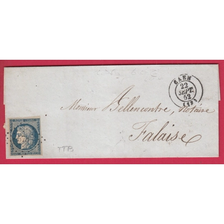 N°4 PC 578 CAEN CALVADOS POUR FALAISE LETTRE COVER FRANCE
