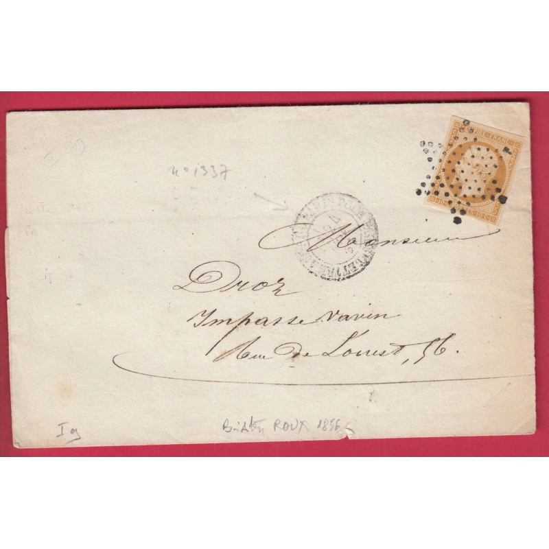 N°13 BISTRE ROUX TTB PARIS ETOILE LETTRE AFFRANC PARIS POUR PARIS 1856 LETTRE COVER FRANCE