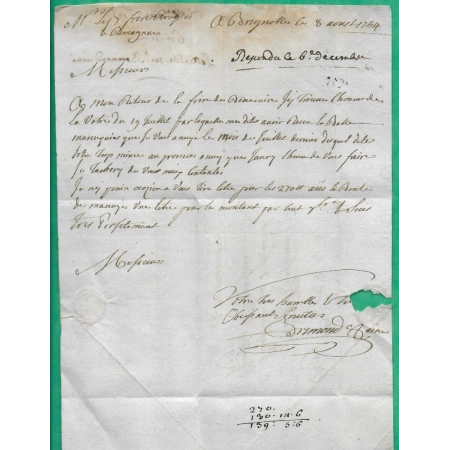 MARQUE DE BRIGNOLLE BRIGNOLES VAR POUR MONTAUBAN TARN ET GARONNE LENAIN N°2 1754 LETTRE COVER FRANCE