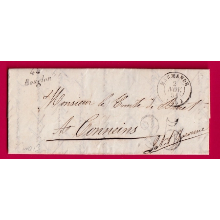 CURSIVE 45 BOUGLON LOT ET GARONNE CAD TYPE 15 MARMANDE POUR TONNEINS INDICE 13 LETTRE COVER FRANCE