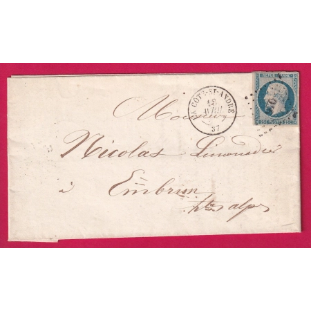 N°10 PC LA COTE ST ANDRE ISERE POUR EMBRUN HAUTES ALPES LETTRE COVER FRANCE