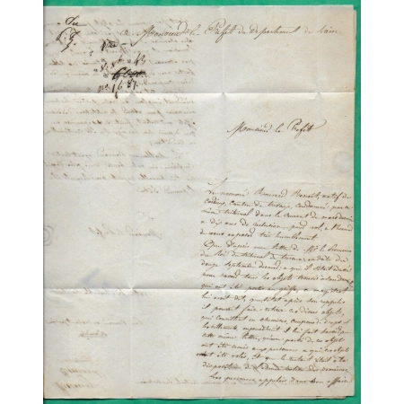 CAD TYPE 15A AMELIORATION DE DATE ENSISHEIM HAUT RHIN PP NOIR POUR BOURG EN BRESSE AIN 1842 LETTRE COVER FRANCE